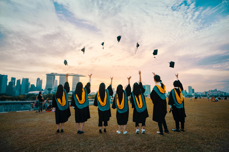 Graduation caps representing education news